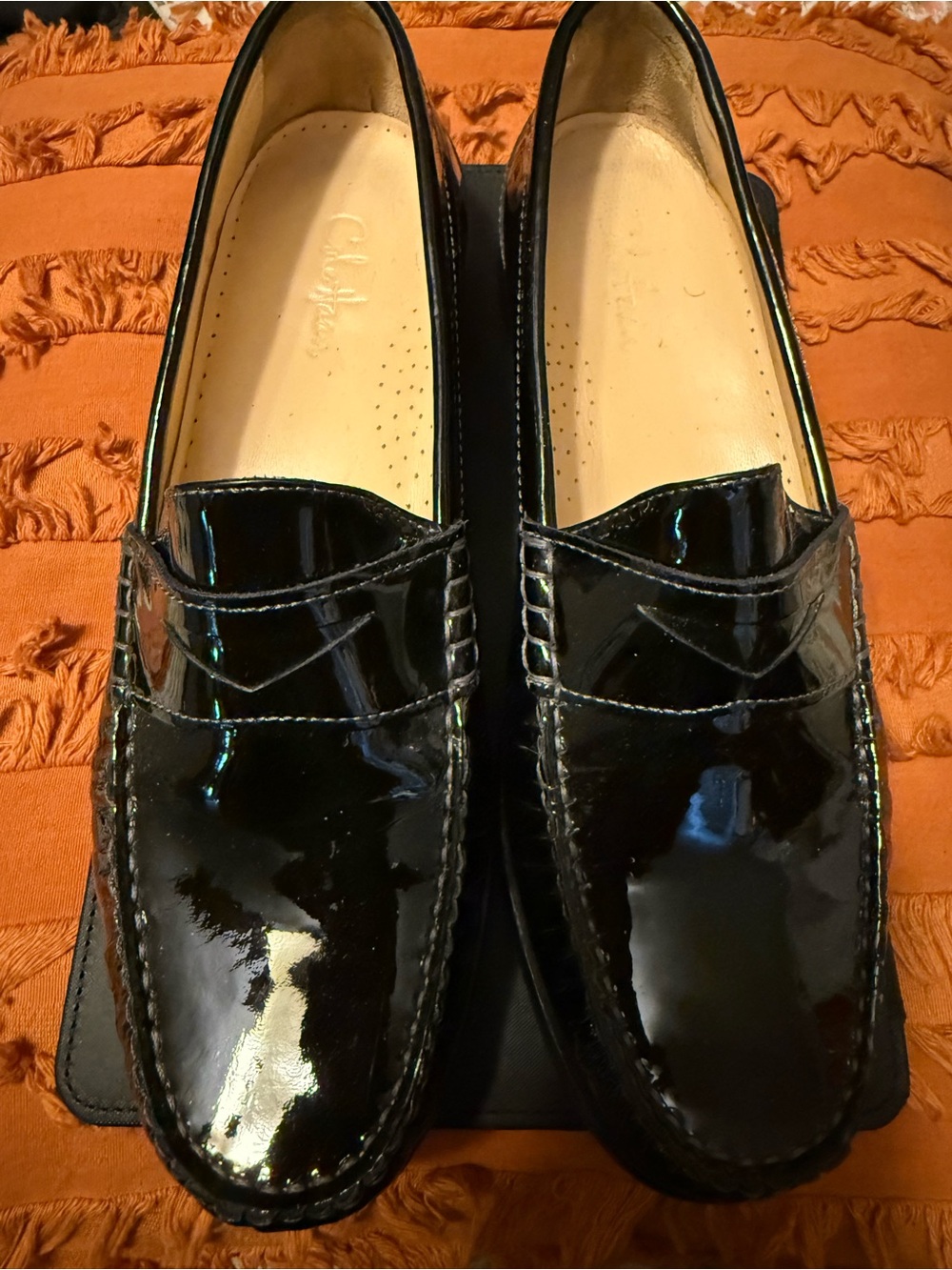 Cole Haan Glossy Black Patent Leather Penny Loafers